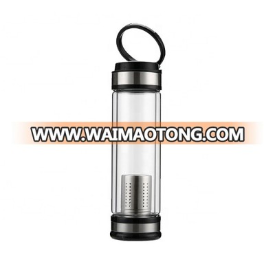 BPA free Double Walled Tumbler Glass Water Bottle Stainless Steel Tea Infuser for Travel