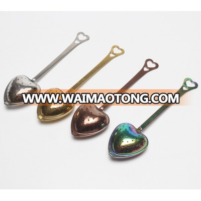 Colored Heart Shape Stainless Steel Loose Leaf Tea Infuser Spoon Amazon hot sale heart tea spoon