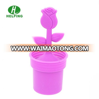 Food Grade Flower Tea Infuser Silicone Tea Filter With Rose Shape Handle