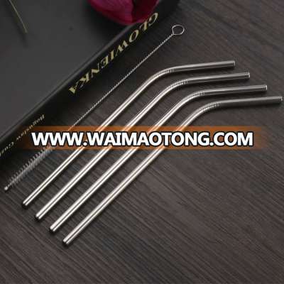 5PC Reusable Metal Stainless Steel Drinking Straw with Cleaning Brush