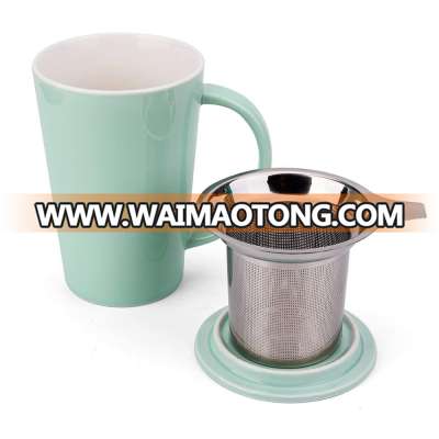 Custom Reusable Water Porcelain Tea Cup Ceramic Mug with Lid