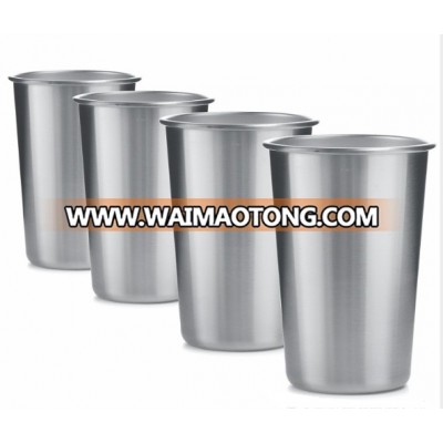 4pack Premium Stainless Steel Cups 16oz Pint Cup Tumbler (4 Pack) - Premium Metal Cups - Stackable Durable Cup