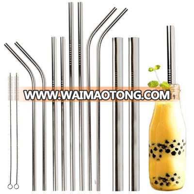 Reusable 12pcs Stainless Steel Straw sets with different diameter 6mm, 8mm, 12mm for different cups thumber straws